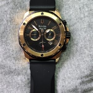 Bulova Marine Star 98B104 Black and Gold Watch